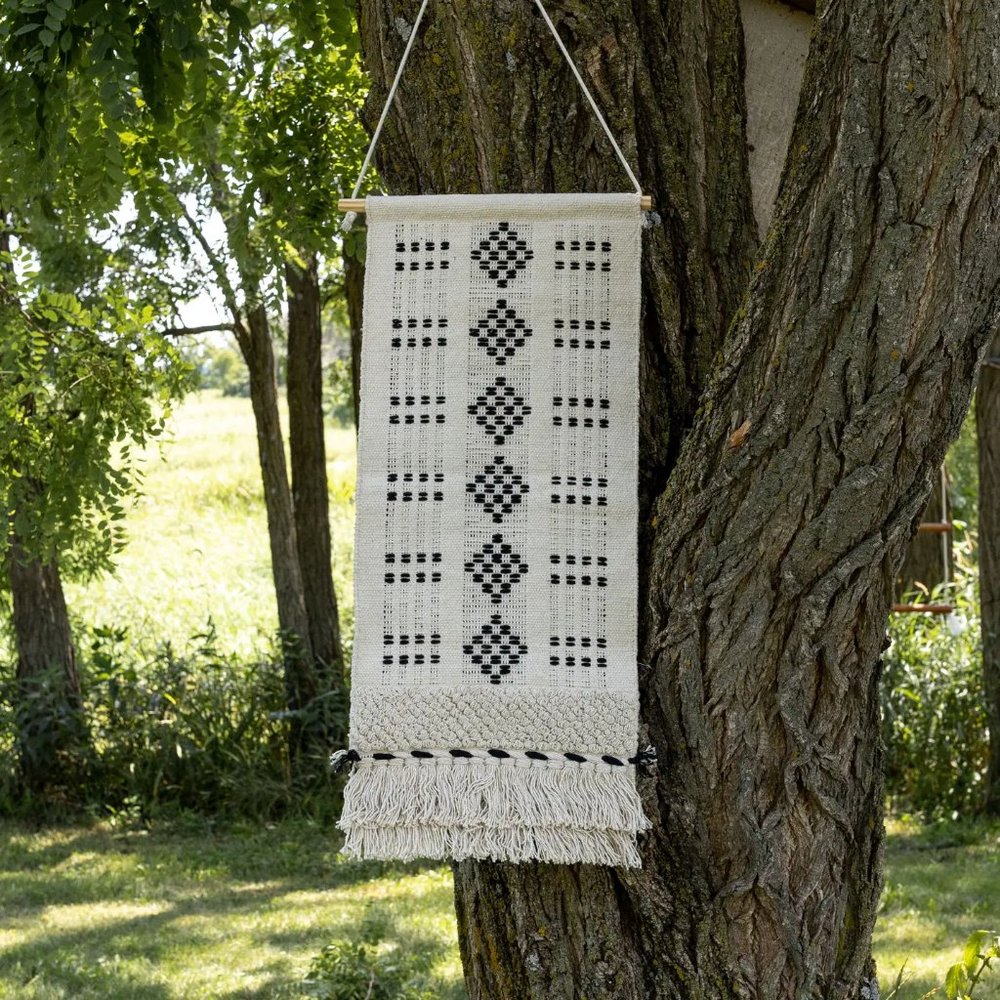 NWT Boho Hand Woven Raven Wall Art
